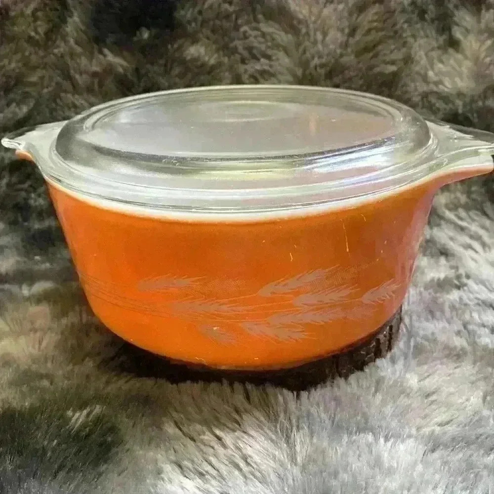 Pyrex Vintage 1980's Autumn Harvest Wheat Serving Casserole Dish 472-B - Picture 3 of 16